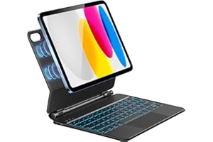 HOU Tastiera per iPad 10/11 Generation(2022,2025 A16),Supporto Magnetico,Trackpad Muti-Touch,Retroilluminazione a 7 Colori iPad 10 Generation 2022 Cover Protettiva con Tastiera,Layout italiano,Nero