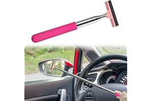 HINGTAI Car Rearview Mirror Wiper, Retractable Window Squeegee, Small Auto Squeegee Cleaner Water Side Mirror Wiper with Telescopic Long Handle, Snow Brush & Ice Scraper Car Accessories Cleaner Tool（Pink）…