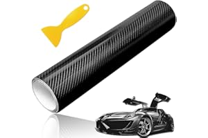 ALOSKART 7D Pellicola Adesiva per Auto,Car Stickers Wrapping Auto e Moto, Rivestimento Adesivo 7D di Vinile in Fibra di Carbonio per Auto, Impermeabile, Anti Bolle (152 x 30 cm), Nero