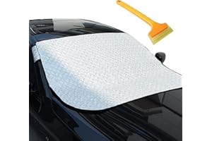 KASESSS Car Windshield Snow Cover 140 X100 Cm With Small Ice Scraper, All-Season Windscreen Protector Fit For Most Cars, Windscreen Cover For Winter, Blocks Snow, Frost, Uv Rays, Bird Droppings