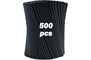 Chefpac 500 Cannucce Nere in Cellulosa di Legno - lunghe 21 cm x 7 mm - Cannucce in bio legno, adatte per cocktail, bar e catering. Resistenti fino a 40 gradi