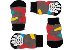 HARFKOKO Pet Heroic 6 tamaños Calcetines Antideslizantes para Perros Gatos, Protectores de Patas para Perros Gatos, Control de tracción para el Uso en Interiores, Ajuste para Perros Extra pequeños a Grandes