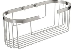 Tatay Estanteria Ducha Aluminio Ovalado | Incluye Tornillos | Compatible Sistema Sin Taladro (Quick Fix) | Resistencia Humedad | Moderno | Fácil Drenaje | 12 x 11,5 x 30 cm - Modelo Aluminium