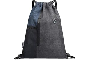 LIVACASA Mochilas de Cuerdas Mujer Hombre Toma USB para Auriculares con Bolsillos Mallas para Botellas Tela Oxford Bolsa de Cuerdas Mochilas Impermeables para Yoga Gimnasio Deportes