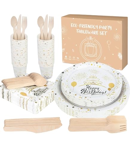 Weiß-Gold Partygeschirr Set Für 24 Gäste – Inkl. Teller, Becher, Servietten, Strohhalme & Tischdecke