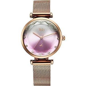 Fastrack Vyb Aura Quartz Analog Silver & Pink Dial Watch for Women