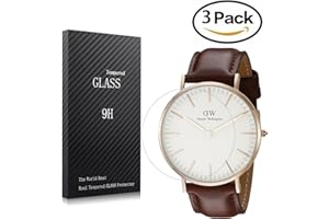 Youniker Lot de 3 Verre Trempé pour Daniel Wellington 0103DW Protecteur d'écran, Protection écran en Verre Trempé Films Vitre pour 0103DW Film de Protection d'écran pour Daniel Wellington 40MM Montre