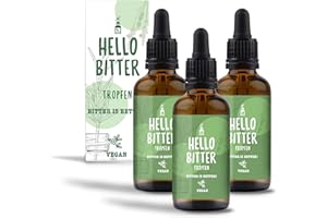 ‎HELLOSHAPE HelloBitter® - Bittertropfen Set 3x 50ml nach Hildegard von Bingen - Bitterkräuter/Bitterstoffe Tropfen vegan - hohe Bioverfügbarkeit, Laborgeprüft, hochdosiert, flüssig