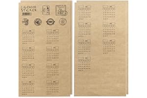 MANICAF 30 Kalenderaufkleber für Planer, bullet journal zubehör, Selbstklebende Index-Registerkarten, bullet journal sticker, DIY monatliche Index Trennblätter für Tagebuch Planer, braunes Kraftpapier
