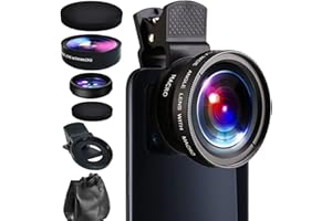 TASHCE 2 in 1 Handy Objektiv, 0.45X Super Wide Angle & 12.5X Macro Phone Camera Lens Cell Phone Camera Weitwinkelobjektive Kamera Linse Kit, für iPhone Android Samsung Meisten Handys und Tablets