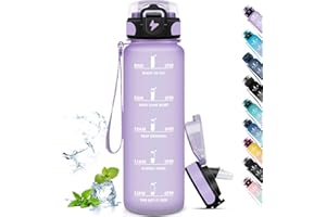 Grsta Borraccia 1 Litro Palestra Senza Perdite, Borraccia Motivazionale con Scala Temporale, Bottiglia con Cannuccia, Facile da Pulire, per Sport, Fitness, Escursionismo, Ciclismo