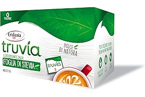 Eridania, Linea Truvía®, Dolcificante Naturale in Bustine, Estratto dalle Foglie di Stevia, Ottimo Sostituto allo Zucchero Bianco, Addolcisce Cibi e Bevande con 0 Calorie, Scatola 40 Bustine x 1 gr