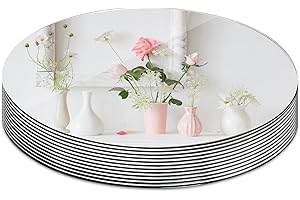 Suwimut Set of 12 Round Mirror Trays, 10 Inch / 25cm Circle Mirror Candle Plates Glass Mirror Tiles for Table Centerpieces, Crafts, Wedding, Party, Christmas Decorations