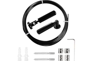 Lyeteung 5m Vorhang-Spanndraht Set, Gardine Stahlseil, für Foto-Draht, Wäscheleine, Fenster, Vorhang, Schwarz