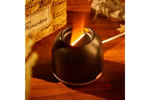 LAVETER Diffusore di oli essenziali 300ml con effetto fiamma, umidificatore con luminosità regolabile e spegnimento automatico senza acqua disponibile per studio, camera da letto per dormire, Yoga Spa