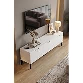 Reyo Falez Royal TV Sehpası 160 cm TV &Uuml;nitesi Kapaklı Modern Şık Minimal Salon Konsolu 5091 Beyaz