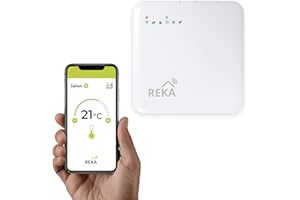 Thermostat pour radiateur Electrique Intelligente Connectée REKA - Contrôle Température Via Appli Tuya, Programmation, Détection Fenêtres Ouvertes - Compatible Assistants Vocaux (1, sans Passerelle)