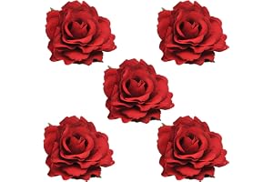 DRESHOW Blomma Brosch Huvud Prydnad Brud Kvinnor Ros Blomma Hår Tillbehör Bröllop Hårklämma Flamenco Dansare