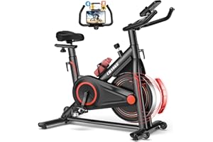 CHAOKE Cyclette, cyclette per casa con sistema di trasmissione a cinghia silenziosa, per interni con capacità di peso di 150 kg, supporto per tablet, monitor LCD