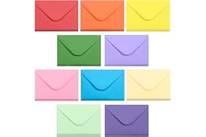 MATICAN Lot de 100 mini enveloppes gommées en papier pour cartes de visite, petites pochettes en vrac pour petites cartes de notes, 10 couleurs, 10 x 7 cm