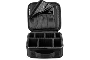 FORRICA Trousse Maquillage Femme Rangement Cosmétique Voyage Sac de Maquillage Professionnel Malette Maquillage Fille avec Cloison Amovible Pinceaux Pochette Noir