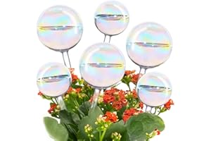 Tomorotec Self Watering Glass Globes Iridescent 6 Pack (3 Large + 3 Small), Automatic Watering for Indoor and Outdoor Plants, Easy to Use and Maintain