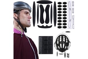 JWOGNGLS 1 zestaw wymiennych ochraniaczy na kask rowerowy, uniwersalne ochraniacze na kask rowerowy, czarna wyściółka kasku rowerowego, części zamienne z 18 punktami na rzepy, odblaskowa wyściółka kasku