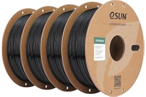eSUN PETG Basic Filament 1.75mm Svart 4x1KG | Starkt och kemiskt beständigt material. Noggrannhet +/- 0.03mm. Idealisk för funktionella och hållbara 3D-utskrifter.