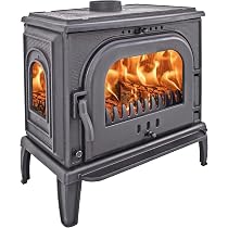 The Sevenoaks-15kw Full Cast Iron Stove Big Wood Burning Stove 50-150m2  Capacity, Black : Amazon.co.uk: DIY u0026 Tools