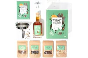 Whiskey Infusion Kit by Craftly | Citrus, Spice, Herbal Infusions for Homemade Cocktails | DIY Alcohol Kit | Unique Housewarming Gift for Men & Women | Christmas Gifts for Him & Her l Spices & Bottle