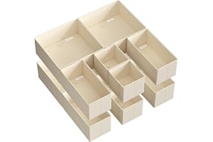 SONGMICS Organisateur de Tiroir, Boîte de Rangement pour Sous-vêtements, Lot de 12, pour Chaussettes, Soutiens-gorge, Culottes, Cravates, Écharpes, Beige Sable RDZ006Y02