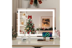 YOURLITE Miroir Maquillage Lumineux 58x48cm, Miroir LED Hollywood, 3 températures de Couleur, Touche Tactile, Port de Chargement USB, Loupe 10x, Installation Murale/sur Table pour Coiffeuse