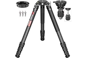 EVUMO Tripode Camara 165cm, 10x Carbono Tripodes Cámara Con Estabilizador Magnético De 75mm, Tripode Cenital Para DSLR, Tripode Fotografia De Viajes, Picos De Acero Inoxidable Extraíbles, Soporta 40kg
