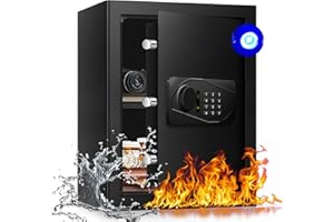 AltiKeep Digital Security Elektronischer Tresor mit LED-Beleuchtung, 60L Feuersicherer Safe für Zuhause, Büro, Hotel – Inklusive A4-Dokumentenbeutel und Wandmontage-Set (35x35x45cm)
