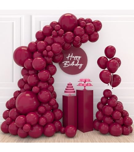 50 Mini-Metallic-Ballons In Bordeaux/Weinrot, Ca. 13 Cm Durchmesser – Für Deko, Nicht Für Ballongas Geeignet