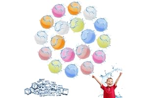 Amebleak 18 Piezas Globos de Agua Reutilizables, Bolas Bombas Agua de Silicona, Globos de Agua Llenado Rapido, Para Parque Acuático, Fiesta, Piscina, Juego Familiar (18)