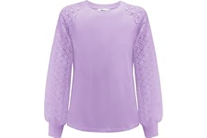 Arshiner Camiseta para Niñas Blusa De Manga Larga con Cuello Redondo Camisetas de Otoño Niños Top Liso Top Elegante Túnica de Moda para el Tiempo Libre Ropa para Niños 6-12 Años