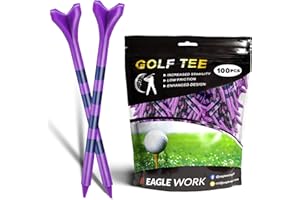 EAGLE WORK Plastic Golf Tees, Pack of 100(3-1/4'' & 2-3/4'') 4 Prongs Golf Tees, More Durable and Stable, Reduces Friction & Side Spin Plastic Tees