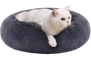 FEANDREA Łóżko dla psa, legowisko dla kota, miękki plusz, 50 cm, ciemnoszary PGW037G02