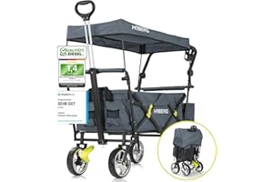 ‎HOBERG HOBERG Bollerwagen faltbar mit Dach | nutzbar als Gartenwagen, Handwagen & Transportwagen | klappbar – ideal für Strand & als Gartenkarre | der Faltbollerwagen für Hobby & Freizeit