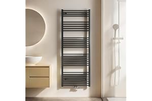 EMKE Badheizkörper Handtuchhalter 1600x600 mm, Handtuchheizkörper Mittelanschluss Handtuchwärmer Handtuchtrockner Heizkörper Bad Handtuchheizung Anthrazit 761W