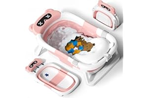 COOSEYA Vaschetta Bagnetto Neonato, Vasca Pieghevole Essenziale Per Il Neonato (0-18 Mesi) Portatile Salva Spazio, Rosa