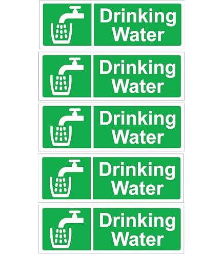 Vsafety – Cartello "Non Potabile / Not Drinking Water" In Plastica Rigida, 300x100 Mm, Conforme ISO 7010