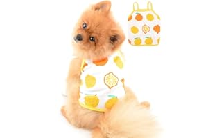 PAIDEFUL Chien Chemises pour Petits Chiens Moyens Chats Femelles Filles Coton Doux Gilet Tee Bretelles Respirant Débardeurs Chiot Chihuahua Yorkie Vêtements T-Shirts Pet Été Citron S