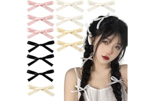 HAOXYO 12 Stück Haarspangen Damen,Haarspange Schleife,Haarschmuck Damen,Haarspangen für Teenager,Kinder Schleife Alligator Haarschleifen,Haarnadeln für Mädchen(Schwarz,Rosa,Weiß,Gelb)