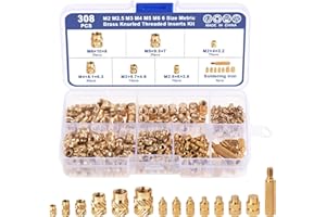 Habwea 308 Stück Gewindeeinsatz 3D Druck M2 M2.5 M3 M4 M5 M6 Gewindeeinsätze Einschmelzgewinde Messing Einschraubmutter mit Lötkolben Einschmelzhilfe Schmelzgewinde für Kunststoffteile
