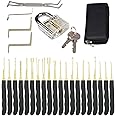 Lock Pick Set with Transparent Training Locks and Manual and Zip Case for Lockpicking, Extractor Tool Lock Pick Tool Kit for Beginner and Locksmith Training