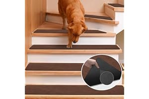 GOYLSER Treppenstufen Matten Stufenmatten Anti-Rutsch Treppenmatten Selbstklebend Treppenteppich Rechteckig Rutschschutz Stufenteppich Treppenvorleger für Kinder Haustiere Tiefbraun (76x20cm 15 Stück)