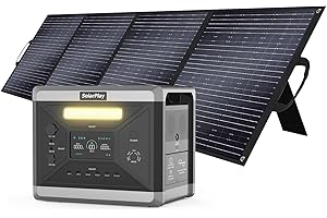 SOLARPLAY Estación de energía portátil estación de Carga 2400w, 2160wh generador Solar con 1 * 200W Panel Solar, con 12 Conexiones de Salida, generador de energía para Camping, con 5 años de garantía