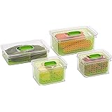 Amazon Basics Set of 4 Food-Saving Produce Containers, BPA-Free Plastic - 1 Large (41 L), 1 Medium Short (25 L), 2 Medium (18